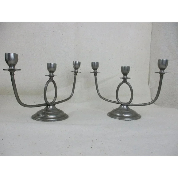 Plymouth Pewter candelabra three arm‎ USA model #84013 Candle holder Anniversary - Picture 1 of 8
